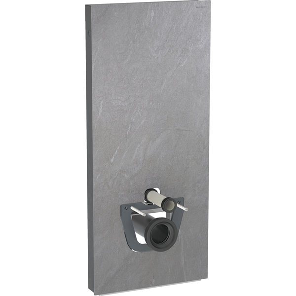 Geberit Monolith PLUS Sanitärmodul für Wand-WC, 114cm, Wasseranschluss hinten mittig, mit Anschlussstutzen, Farbe: Steinzeug Schieferoptik / Aluminium schwarzchrom von Keramag GmbH