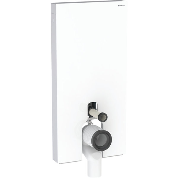 Geberit Monolith Sanitärmodul für Stand-WC, 101cm, Wasseranschluss seitlich, mit P-Anschlussstutzen, Farbe: Glas weiß / Aluminium von Keramag GmbH