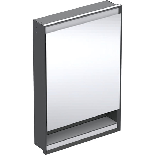 Geberit ONE Spiegelschrank mit ComfortLight, 1 Tür, mit Nische, Unterputz, schwarz matt/Aluminium, 60x90cm, 505.82, Ausführung: Anschlag links von Keramag GmbH