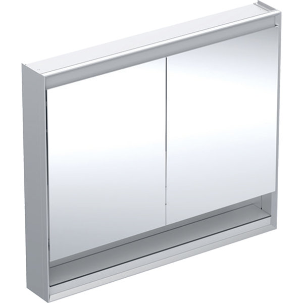 Geberit ONE Spiegelschrank mit ComfortLight, 2 Türen, Aufputzmontage, mit Nische, 105x90x15cm, 505.834.00., Farbe: Aluminium eloxiert von Keramag GmbH