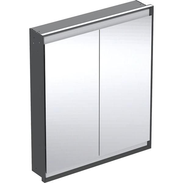 Geberit ONE Spiegelschrank mit ComfortLight, 2 Türen, Unterputzmontage, 75x90x15cm, 505.802.00., Farbe: schwarz matt / Aluminium pulverbeschichtet von Keramag GmbH