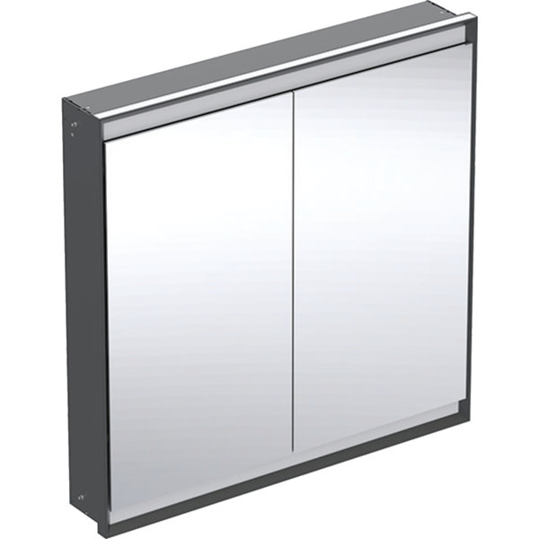 Geberit ONE Spiegelschrank mit ComfortLight, 2 Türen, Unterputzmontage, 90x90x15cm, 505.803.00., Farbe: schwarz matt / Aluminium pulverbeschichtet von Keramag GmbH