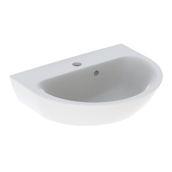 Geberit Renova Handwaschbecken, 1 Hahnloch, asymmetrischer Überlauf, Breite: 50cm, Farbe: Weiß, mit KeraTect von Keramag GmbH