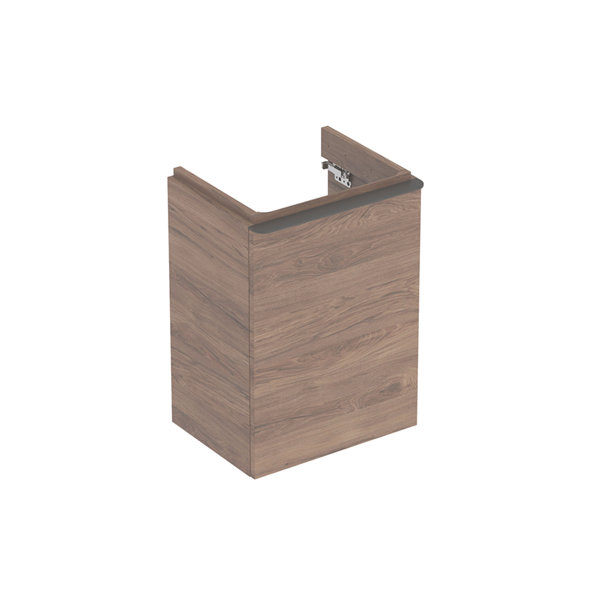 Geberit Smyle Square Handwaschbecken Unterschrank, 500351, 442x617x356mm, mit 1 Tür, linksöffnend, Farbe: Nussbaum hickory /Melamin Holzstruktur von Keramag GmbH