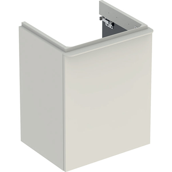 Geberit Smyle Square Handwaschbecken Unterschrank, 500364, 492x617x406mm, mit 1 Tür, linksöffnend, Farbe: Sand-grau Hochglanz Lack von Keramag GmbH