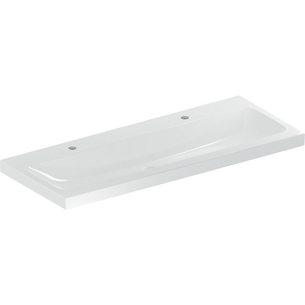 Geberit iCon Light Waschtisch, 120 cm x 48 cm, mit 2 Hahnlöcher, ohne Überlauf,501837, Farbe: weiß/KeraTect von Keramag GmbH