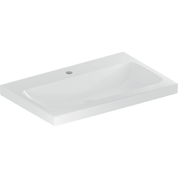 Geberit iCon Light Waschtisch, 75 cm x 48 cm, mit Hahnloch, ohne Überlauf,501835, Farbe: weiß/KeraTect von Keramag GmbH