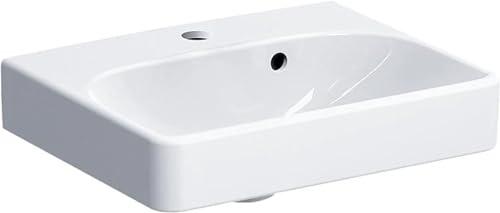 Keramag Geberit Smyle Square Handwaschbecken 500222, 45x36cm, mit Hahnloch, mit Überlauf asymmetrisch, Farbe: Weiß von Geberit