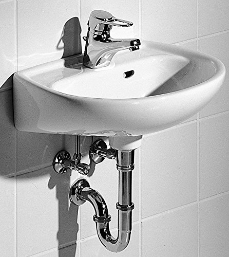 Keramag Handwaschbecken Renova, 271045000, runder Waschtisch, Waschbecken mit Überlauf, für Gäste-Bad, 45 x 34 cm, Weiß, 03826 3 von Keramag