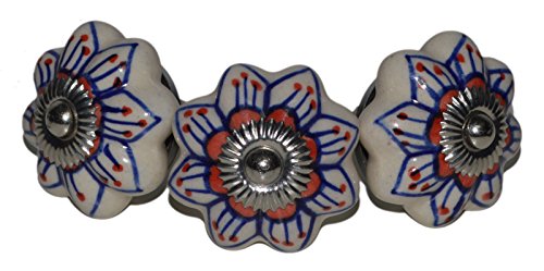 Möbelknöpfe Möbelknauf Möbelgriff Keramik Porzellan handbemalt Vintage Möbelknöpfe für Schrank Indisch 74 (1) von Keramik Möbelknöpfe