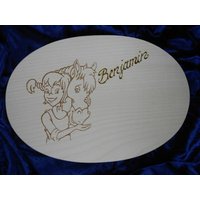 Frühstücksbrett Mädchen Mit Pferd Oval von KeramikBottke