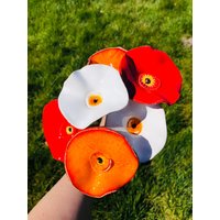 Keramikblumen Mohnblume 6 Stück Mix von KeramikBottke