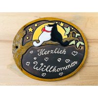 Türschild Katzen Mond Türschild Katzen Mond von KeramikBottke
