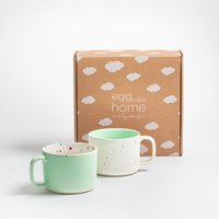 Becher 2 Stück, Tasse 450 Ml, Keramik Kaffeetasse Egg Back Home Geschenk Zu Weihnachten 2Er Set Schöne Verpackung Grün Gelb Pink Lila Blau von KeramikLiebePortugal