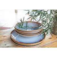 Keramikliebeportugal Keramik Teller I Handgemachtes Geschirr | Kleine Grün Blau Creme Stoneware Aus Portugal von KeramikLiebePortugal