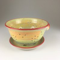 Keramikobstsieb Mit Teller, Obstsieb, Handarbeit, Provence, Orange-Rot/Grün-Blau , Steinzeug Keramikobstsieb Mit Teller, Obstsieb, Handarbeit, Provence, Orange-Rot/Grün-Blau , Steinzeug von KeramikNordhoffZeile