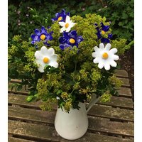 10 Keramikblumen Blau & Weiß von KeramikPetraBottke