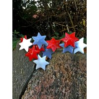 Keramiksterne 10 Stück Rot/Weiß/Grau von KeramikPetraBottke