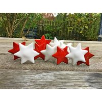 Keramiksterne 10 Stück Rot Und Weiß von KeramikPetraBottke