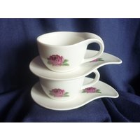 2 Espressotasse Mit Unterteller Rosen, Kaffeetasse, Set von KeramikarteSigrun