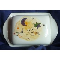 Butterdose Mit Miro Design, Frühstück, Butter, Handarbeit, Unikat von KeramikarteSigrun