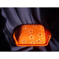 Butterdose Schönen Guten Morgen, Frühstück, Orange, Pünktchen Butterdose Schönen Guten Morgen, Frühstück, Orange, Pünktchen von KeramikarteSigrun