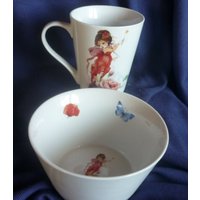 Tasse Und Müslischale Mit Einer Elfe von KeramikarteSigrun