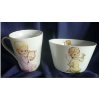 Tasse Und Müslischale Mit Verschiedenen Engelchen von KeramikarteSigrun