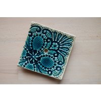 Seifenschale "Aztek" 10 X cm/Seifenablage Blau Türkis Grün Glasiert Keramik Schale Schüssel Vintage Eklektizismus von KeramikimLandhaus