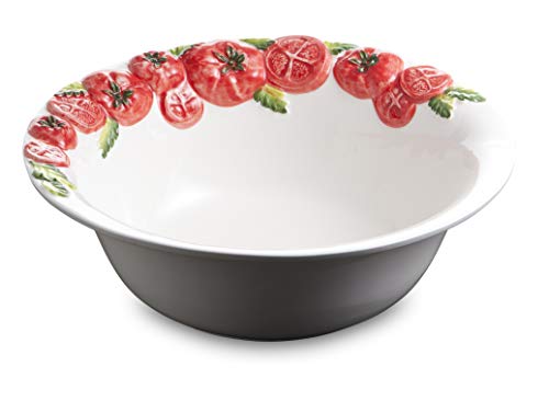 Bassano Ausgefallene italienische Keramik Mega große Runde Tomaten Schüssel-Schale Rosso 34x11 von Keramikpool