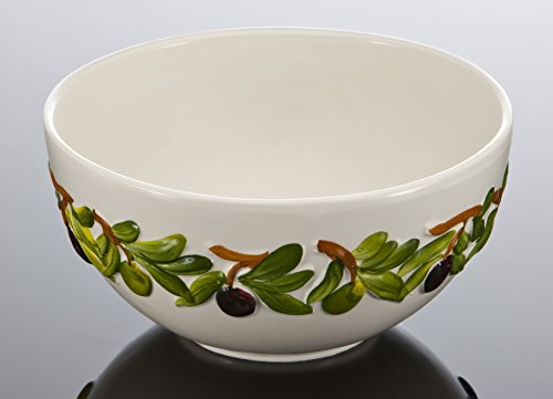 Bassano Ausgefallene italienische Keramik runde Oliven Schüssel-Schale "Toscana" 21x10 von Keramikpool