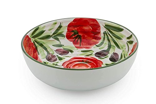 Bassano Ausgefallene italienische Keramik runde Salat- Schale Tomaten- Oliven bemalt 29x9 von Keramikpool