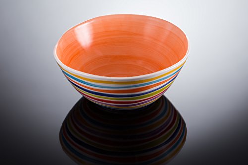 Bassano Ausgefallene italienische Keramik runde Schale mit Streifen M orange 23x9 von Keramikpool