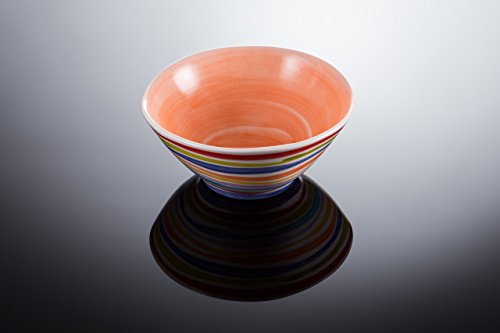 Bassano Ausgefallene italienische Keramik runde Schale mit Streifen S orange 16x7 von Keramikpool
