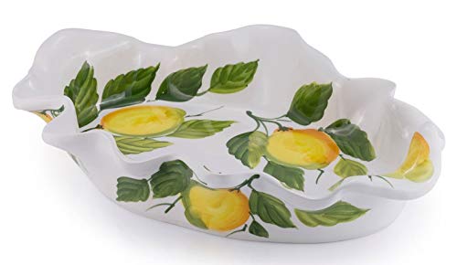 Bassano Zitronen Obstschale Ausgefallene italienische Keramik bemalt 36x25 von Keramikpool