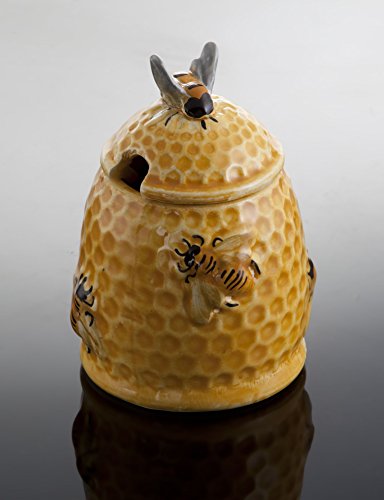 Bassano italienische Keramik Honigtopf mit Biene, Honigspender 0,2l, 13x8 von Keramikpool
