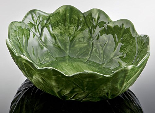 Bassano italienische Keramik große ovale Gemüse- Salat- Schale- Schüssel grün 31x26x9 von Keramikpool
