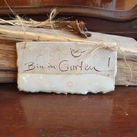 Türschild, Bin Im Garten, Nr.240, Frostsicher, Keramik, Dekoration, Unikat, 8, 5 cm | H X 16 | B von Keramikunikate