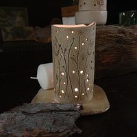 Windlicht | Nr.349 Mit Unterplatte, Passepartout, D= 7, 5 X 14 | H cm , Frostsichere Kunstkeramik, Unikat, Tischdekoration, Leuchter von Keramikunikate