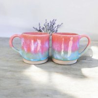 Tassen-Duo Rosa - Türkis Tassenset Zwei Tassen von Keramikwolke