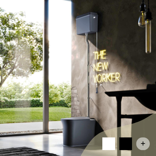 WC mit hohem Spülkasten Retro/Vintage Serie New Yorker Schwarz/Weiß von Kerasan WC mit hohem Spülkasten Retro/Vintage Serie New Yorker Schwarz/Weiß von Kerasan von Kerasan