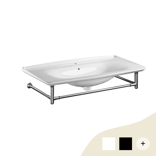 Waschbecken mit Metallunterbau Retro/Vintage Serie New Yorker Schwarz/Weiß von Kerasan Waschbecken mit Metallunterbau Retro/Vintage Serie New Yorker Schwarz/Weiß von Kerasan von Kerasan