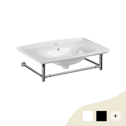 Waschbecken mit Metallunterbau Retro/Vintage Serie New Yorker Schwarz/Weiß von Kerasan Waschbecken mit Metallunterbau Retro/Vintage Serie New Yorker Schwarz/Weiß von Kerasan von Kerasan