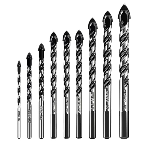 9 Stück Glasbohrer Set,Professionelles Fliesenbohrer Glasbohrer Set(3/4/5/6/6/6/8/10/12mm),für Verschiedene Materialien, Fliesen, Glas, Keramik, Porzellan, Holz, Spiegeln und Mauerwerk von Keratobleem