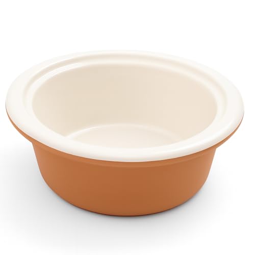 KERAZO Keramik großer 4L Hundenapf mit 3,0 cm überstehendem Rand, 31x10 cm (Creme-terrakotta) von Kerazo