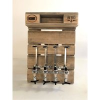 Palettenmöbel, Flaschenhalter Mit Portionierern in Palettenoptik Vintage Gebeizt Und Handarbeit Hergestellt von KerbholzGmbHCoKG
