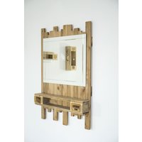 Palettenmöbel, Spiegel Mit Ablage in Palettenoptik Vintage Gebeizt Und Handarbeit Hergestellt von KerbholzGmbHCoKG