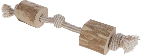 Kerbl Pet Hantel Kaffeeholz, Hundespielzeug, Kauspielzeug, 35cm, Holz, Jute, Baumwolle, Hunde, koffeinfrei, splitterarm, Zahnpflege von Kerbl Pet