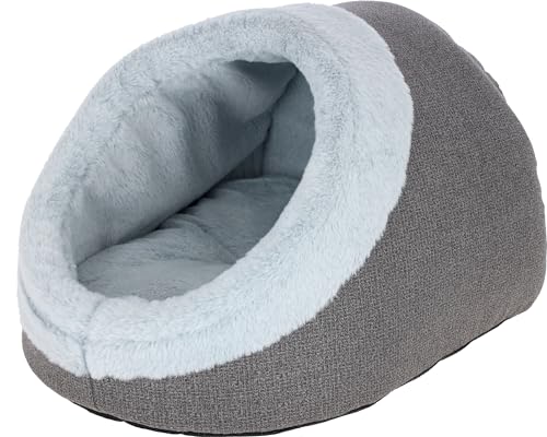 Kerbl Pet Kuschelhöhle Jana, Katzenhöhle, Katzenbett, grau, 45x37x30cm, Softplüsch, Polyestervlies, mit Wendekissen, maschinenwaschbar bei 30°C von Kerbl Pet