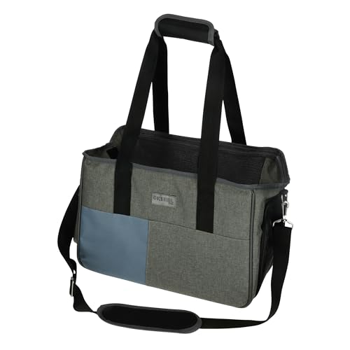 Kerbl Pet Tragetasche Vacation, Hundetasche, Transporttasche, grau, blau, 40x20x27cm, Nylon, Hunde, Katzen, bissfeste Netzeinsätze, Bezug waschbar von Kerbl Pet
